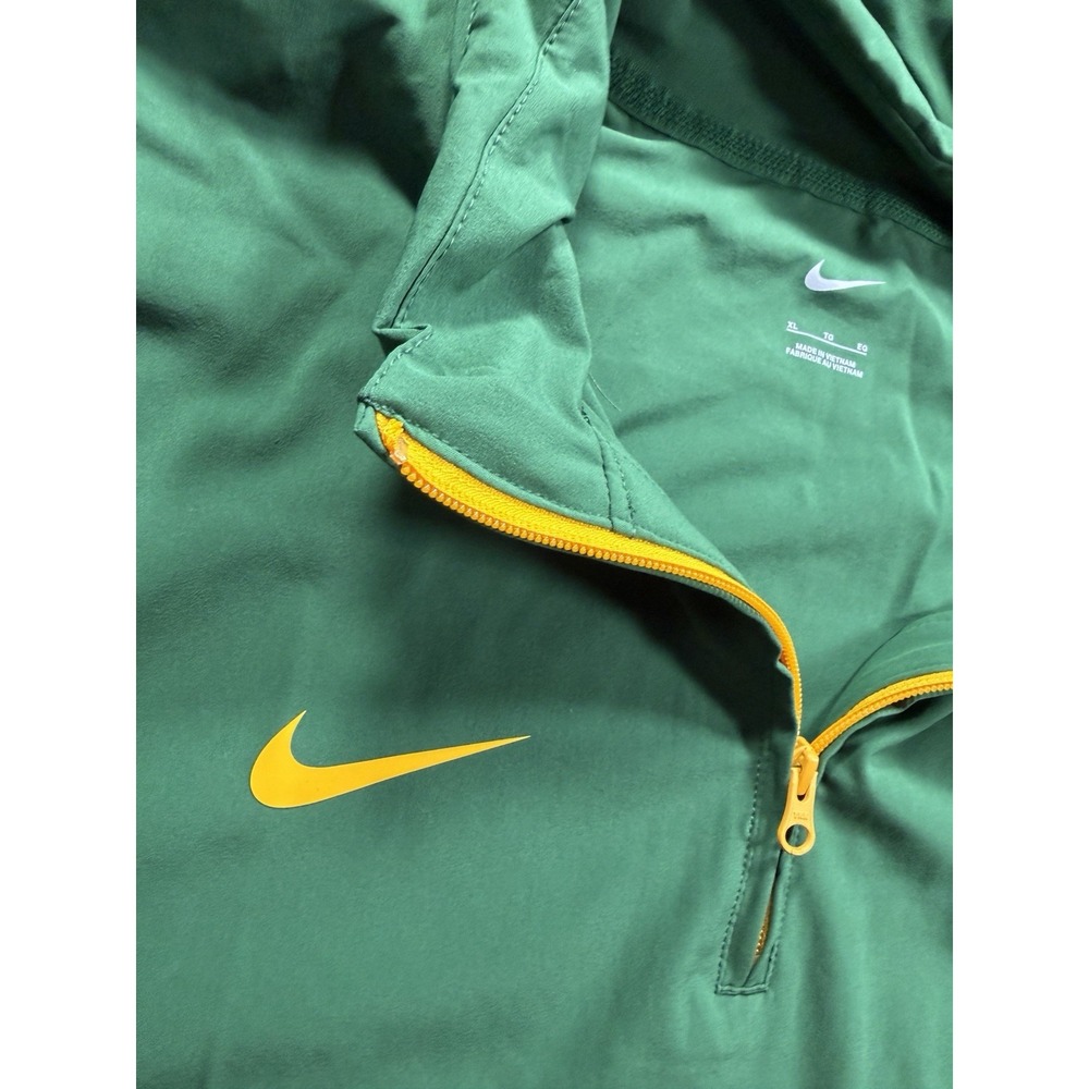Nike Dri-FIT Men's XL Green & Gold Packable Hood 1/4 Zip SS Top Sporty Athletic